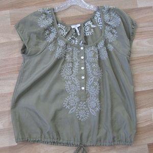 JOIE EMBROIDERED SILK TOP